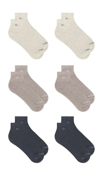 Calvin Klein 6 Pack Basic Cushion Quarter Socks In Blue