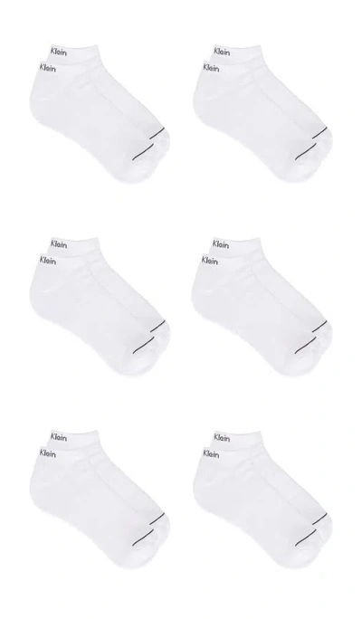 Calvin Klein 6 Pack Classic Athletic Low Cut Socks In White