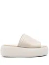 Calvin Klein 60mm Leather Flatform Mules In Neutrals