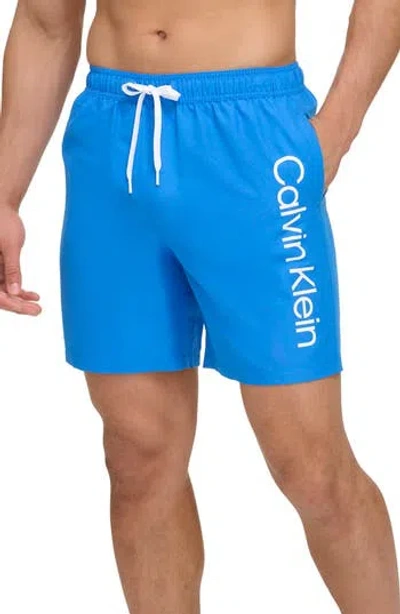 Calvin Klein 7" Core Volley Shorts In Blue