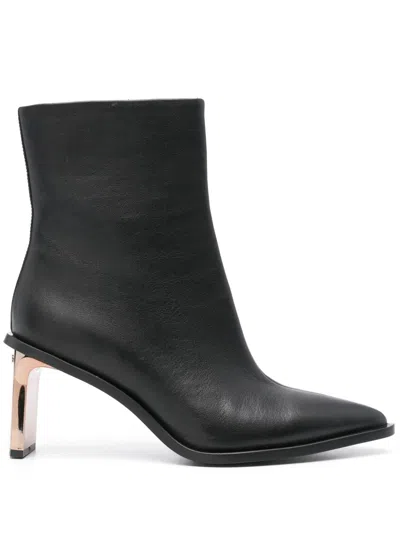 Calvin Klein 75mm Leather Ankle Boots In Black