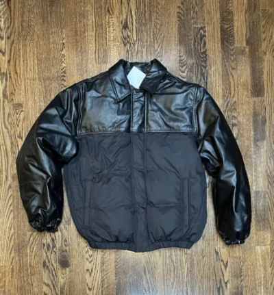 Pre-owned Calvin Klein $ 799  Studio Nappa Cow Leather Jacket Puffer Mens Medium Black Rare