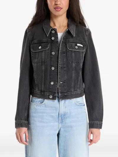 Calvin Klein 90's Denim Cropped Jacket In Gray