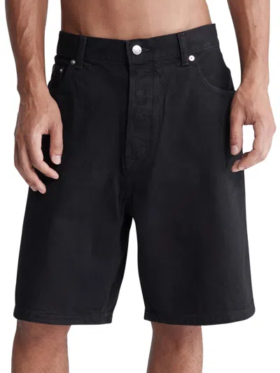 Calvin Klein 90s Mens Loose-fit Denim Denim Shorts In Black