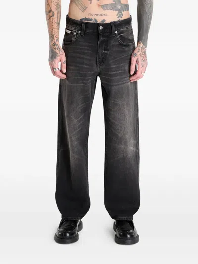 Calvin Klein 90s Straight Buttoned Jeans In Black