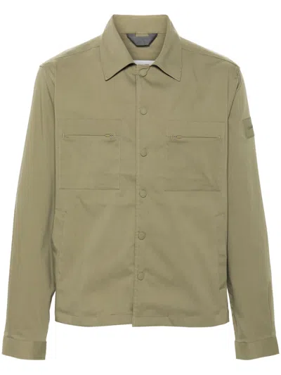 Calvin Klein Logo-appliqué Shirt Jacket In Green