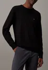 Calvin Klein Superior Wool Crew Neck Sweatshirt In Black
