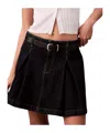 Calvin Klein A-line Denim Mini Skirt In Black