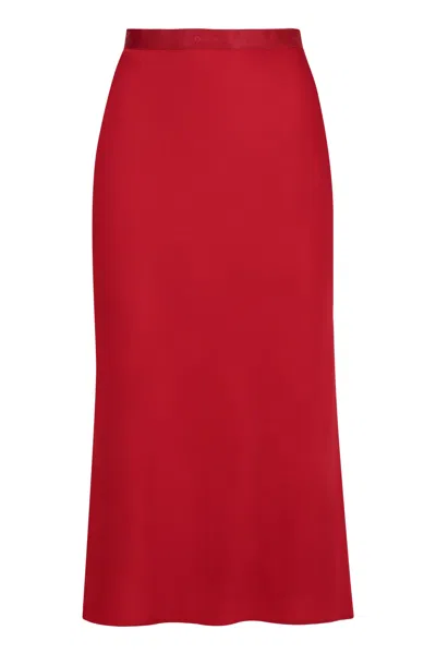 Calvin Klein A-line Midi Skirt In Red