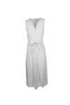 Calvin Klein Linen Blend Ns V Neck Dress In White
