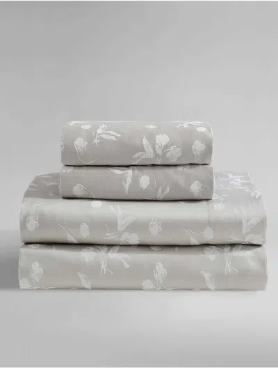 Calvin Klein Abstract Floral Sheet Set In Gray