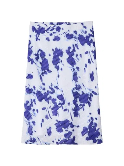 Calvin Klein Abstract-print Textured Midi Skirt In White