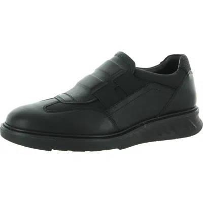 Calvin Klein Achilles Mens Leather Slip On Casual And Fashion Sneakers In Black