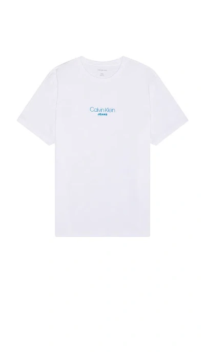 Calvin Klein Acid Wash 20s Cotton Tee In White