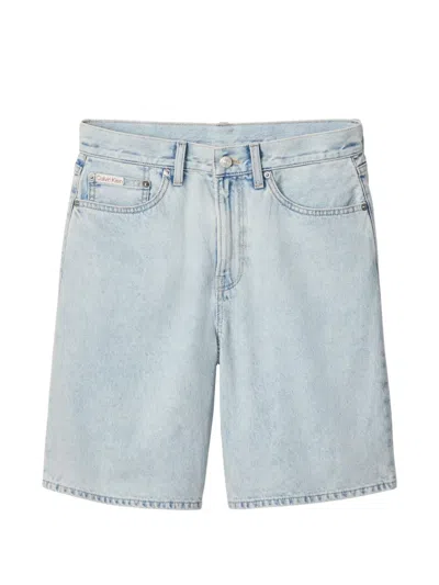 Calvin Klein Acid-wash Denim Shorts In Multi