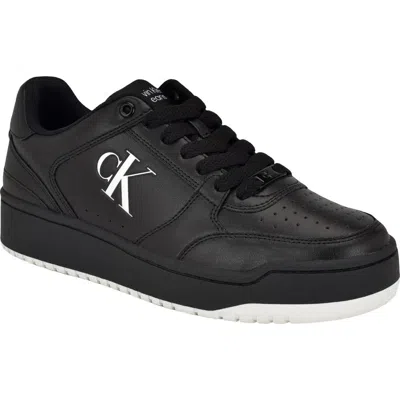Calvin Klein Men's Acre Lace-up Casual Sneakers In Black,white Multi