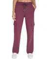 Calvin Klein Active Cargo Pants Women's Garnet Embroidered Logo Fts410 In Red