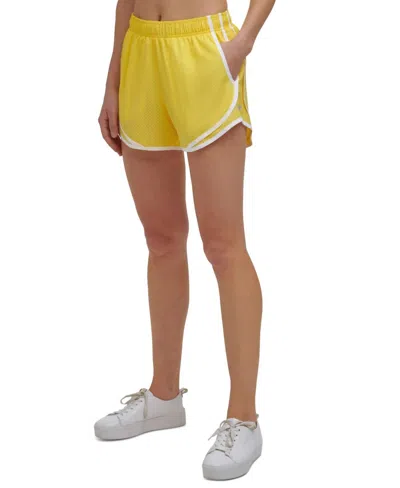 Calvin Klein Activewear Perforated Shorts In Sunflower In Yellow