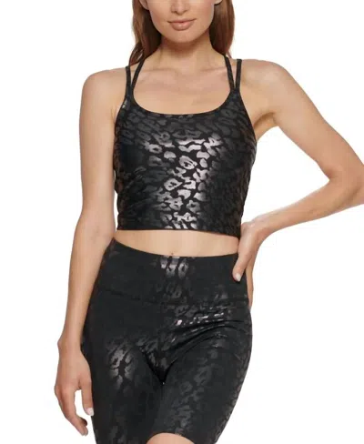 Calvin Klein Activewear Performance Printed Strappy-back Tank Top In Animal Blur Black
