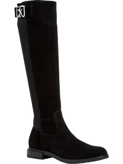 Calvin Klein Ada Womens Leather Tall Knee-high Boots In Black