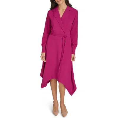 Calvin Klein Aerowash Long Sleeve High-low Shirtdress In Boysenberry