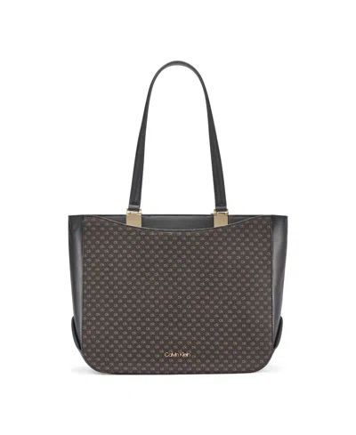 Calvin Klein Akari Large Signature Tote Bag In Multi