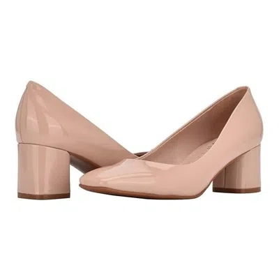 Calvin Klein Alanta Heels Womens Us 7 Pink Patent Leather Square Toe Pump Khd372 In Sand
