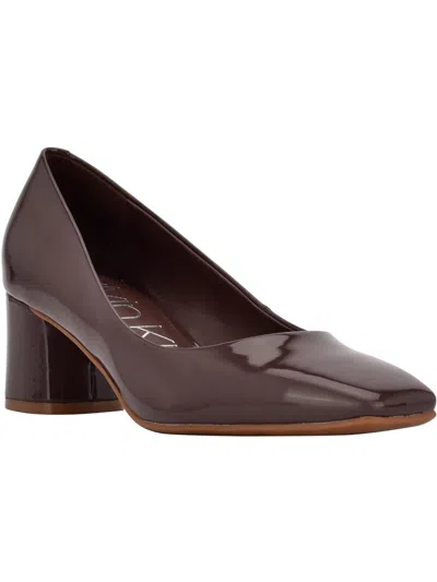 Calvin Klein Women's Alanta Block Heel Dress Pumps In Dark Red Patent