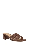 Calvin Klein Kcalise Womens Checkered Leather Mules In Medium Brown