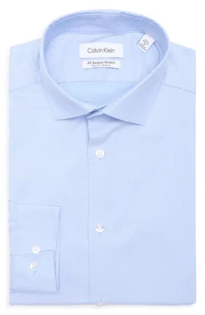 Calvin Klein All Season Slim Fit Stretch Dress Shirt In Blue