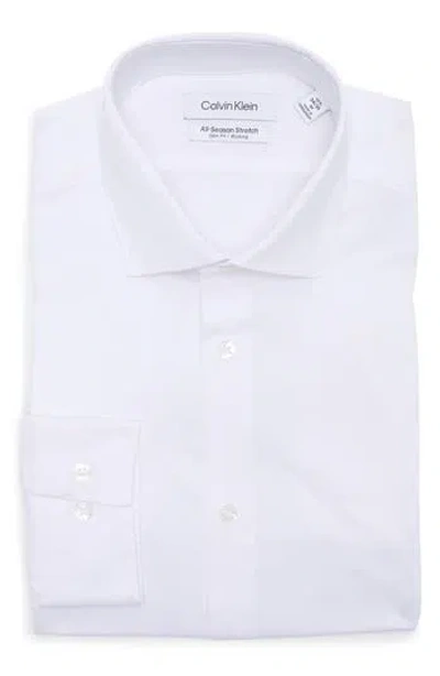 Calvin Klein All-season Stretch Long Sleeve Slim Fit Dress Shirt In White