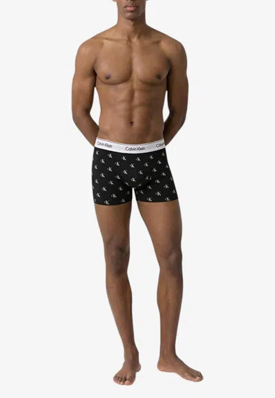 Calvin Klein All-over Logo Boxer Shorts - Set Of 3 In Black