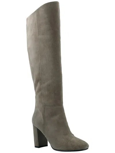 Calvin Klein Almay Womens Leather Tall Knee-high Boots In Grey