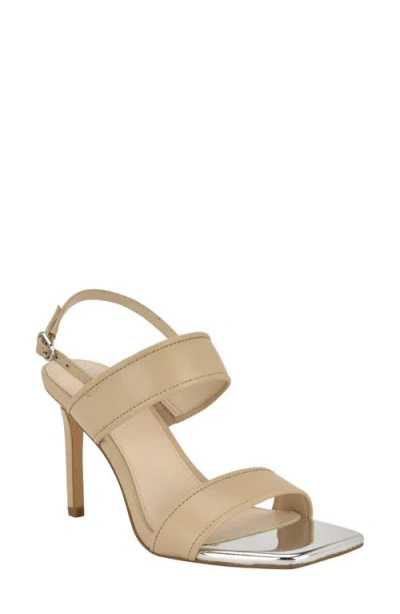 Calvin Klein Amour Slingback Sandal In Light Natural Leather