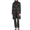 Calvin Klein Angled Zip Twill Coat In Grey Plaid Combo