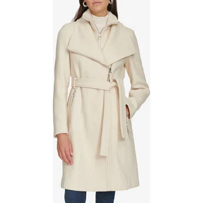 Calvin Klein Angled Zip Twill Coat In Multi