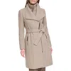 Calvin Klein Angled Zip Twill Coat In Wheat