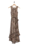 Calvin Klein Animal Chiffon Maxi Dress
