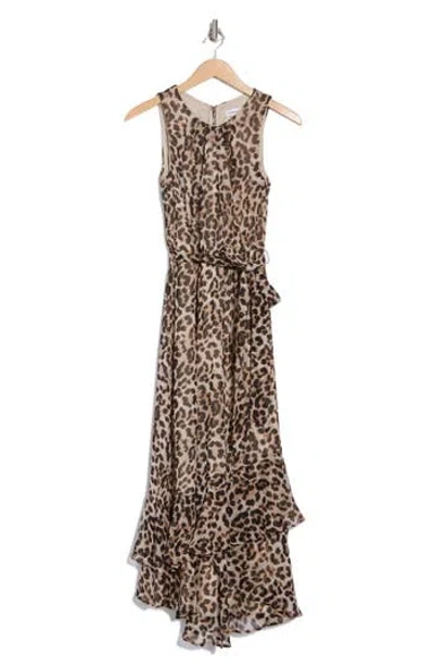 Calvin Klein Animal Chiffon Maxi Dress