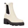 Calvin Klein Anissa Boot Women's Us 6.5 Ivory Leather Round Toe Chelsea Khd589