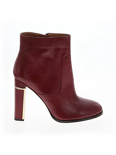 Pre-owned Calvin Klein Ankle Boots In Burgundy