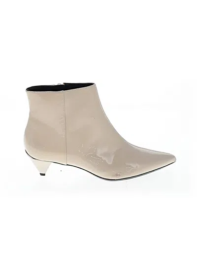 Pre-owned Calvin Klein Ankle Boots In Ivory