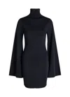 Calvin Klein Fitted Long Sleeve High Neck Dress In Blue