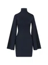 Calvin Klein Fitted Long Sleeve High Neck Dress In Blue