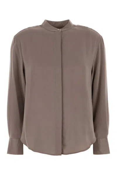 Calvin Klein Antiqued Pink Satin Shirt In Brown