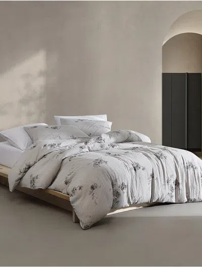 CALVIN KLEIN AQUARELLE FLORAL COTTON MELANGE GAUZE COMFORTER SET