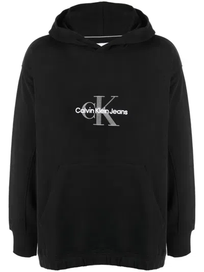 Calvin Klein Archival Monologo Logo-embroidered Hoodie In Black
