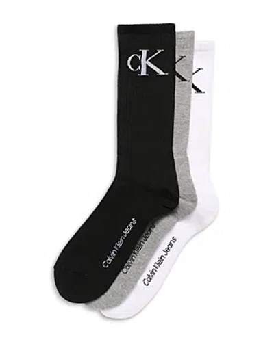 Calvin Klein Archive Logo Cushioned Athletic Crew Socks - 3 Pk. In Black Assorted