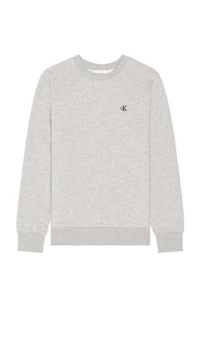 Calvin Klein Archive Logo Fleece Crewneck Sweatshirt In Gray