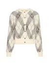 Calvin Klein Argyle-pattern Buttoned Cardigan In Neutral
